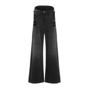 Sort Bomuld Wide Leg Jeans