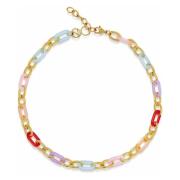 Womens Cable Chain Choker with Colorful Links