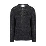 To-farvet uldblandingsrundhals sweater