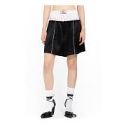 Sort & Hvid Lagdelt Elastisk Talje Shorts