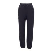 Sort Fleece Sweatpants Elastisk Talje