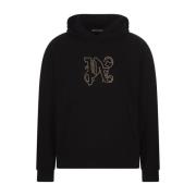 Studded Monogram Sort Bomuldshættetrøje