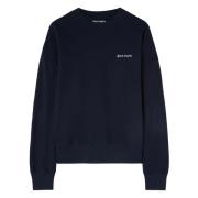 Blå Crewneck Sweatshirt med Hvidt Logo