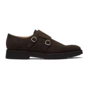 Brune Ruskind Dobbelt Monk Strap Sko