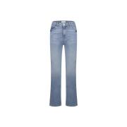 Mid-High Talje Straight Denim Bukser