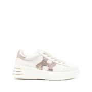 Beige Calf Sneaker med Strass