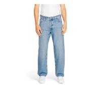 Blå Plain Zip Herre Jeans