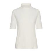 Rollneck Bluse Top Sne Hvid