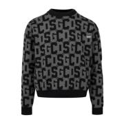 Logo Crew-Neck Wool Sweater Sort