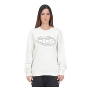 Creme Crewneck Sweatshirt med Oval D Logo