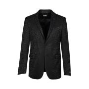 Elastisk Jacquard Blazer med Hakrevers