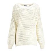 Perforeret rund hals sweater