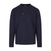 Blå Sweatshirt med Crew Neck og Logo