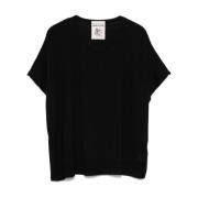 Sort Finstrikket Crew Neck Sweater