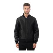 Sort Faux Læderjakke Fullzip