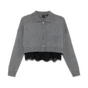 Strikket uld-kashmir sweater med blonder