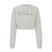 Grå Cropped Sweatshirt med Paillet Logo