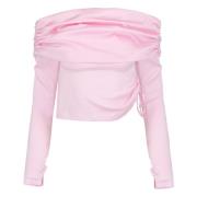 Elegant Pink Off-Shoulder Ruched Top