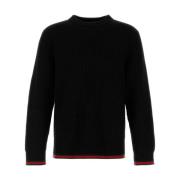 Sort strikket sweater med rund hals