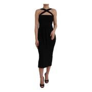 Sort Halter Sheath Midi Kjole