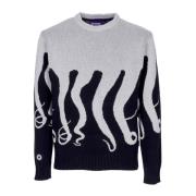 Grå Crewneck Sweater med Tentakelbroderi