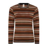 Stribet Pullover Sweater Sort/Brunt