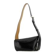 Sort læder Crossbody Sling Taske