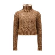 Stribet uldblandet polohals jumper