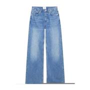 Blå Bomuld Wide Leg Jeans