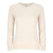 Beige Cashmere Uld Sweater Kvinder Rund Hals