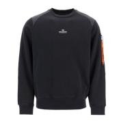 Børstet Bomuld Crewneck Sweatshirt med Nylonindsatser