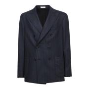 Blå Uld Blazer Elegant Stil