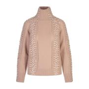 Pink Turtleneck Uld Kashmir Sweater