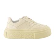 Platform sneakers beige læder rund tå