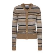 Stribet Uld Cardigan Sweater