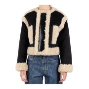 Shearling Jakke Sort Beige