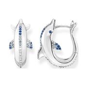 Kvinders Hoop Øreringe Delfin Sterlingsølv, Spinell & Cubic Zirconia, Sølv, CR688-644-1