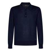 Luksuriøs Blå Cashmere Silke Polo Shirt