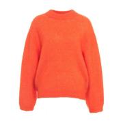 Vibrant Orange Mohair Blend Pullover