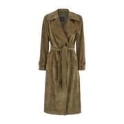 Grøn Dobbeltbrystet Trenchcoat