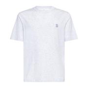 Meleret Bomulds T-shirt med Logo Print