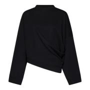 Sort Sweatshirt med Asymmetrisk Design