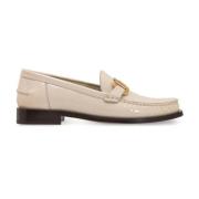 Hvide Læder Loafers Elegant Stil