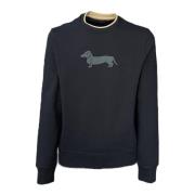 Blå herre crew neck sweatshirt med logo på forsiden - XXL