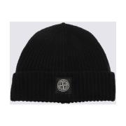 Sort Uld Ribbet Logo Hat