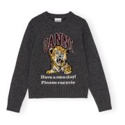 Grafisk Tiger Uld Crewneck Sweater