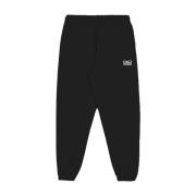 Broderet Sweatpant i Sort Bomuld