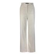 Velour Wide Leg Bukser Stribet Bomuld