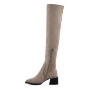 Suede Chic Over-the-Knee Boots - Beige