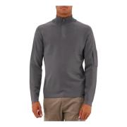 Grå Strik Halv-Zip Crewneck Sweater